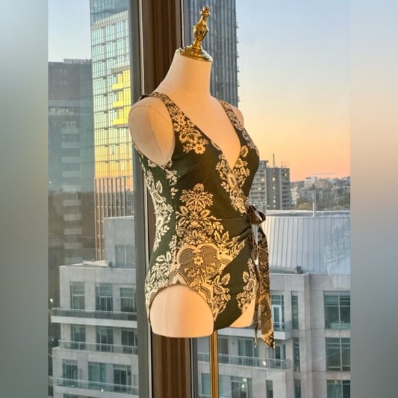 🆕 ZIMMERMANN 🧿 NWT Separates Floral Wrap Tie 1PC - Khaki/Cream - Sz 2 US6/8 - Picture 4 of 15